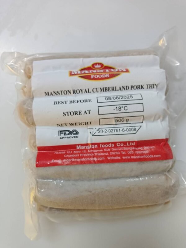 Cumberland Pork Thin Sausage 12 Links 500g Frozen from Manston Foods