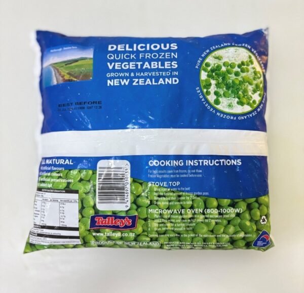 New Zealand Talley Tender Garden Peas – 1kg (Frozen) - Image 2