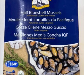 Half Shell Blue Mussels – All Natural, Cooked & Frozen (60–80 pcs, 1kg Pack)