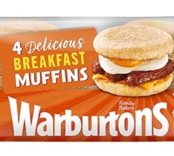 Delicious Warburtons Breakfast Muffins (4 x 71g, Frozen)
